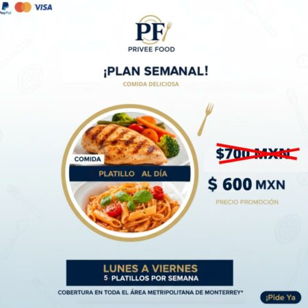 Paquete semanal Oficinista de 5 platillos listos | Entrega Domingo